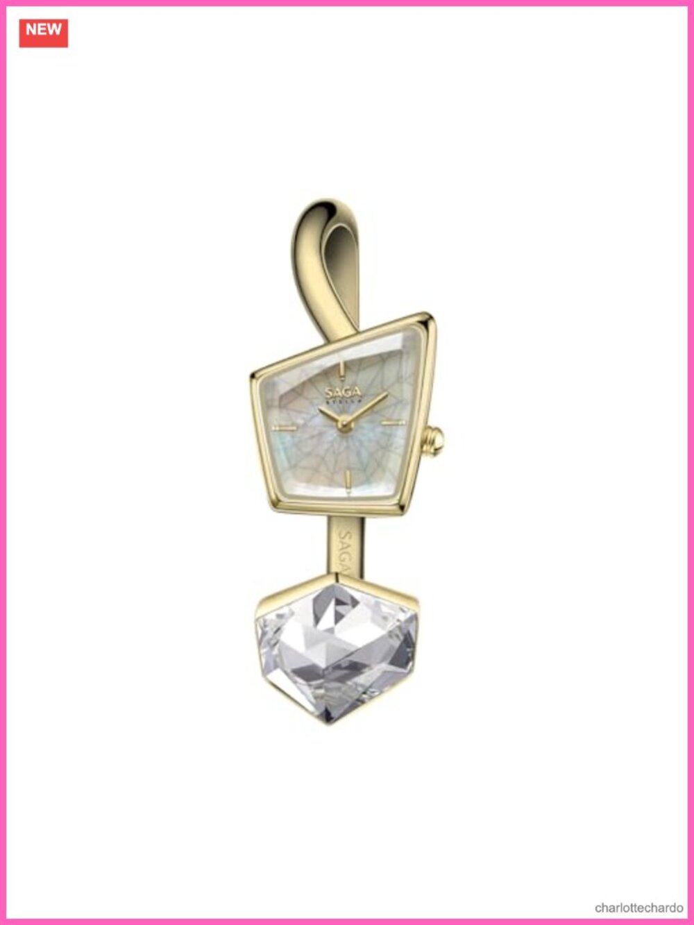 Luxury Bangle Watch Mother of Pearl Dial Swiss Quartz Crystal Accents